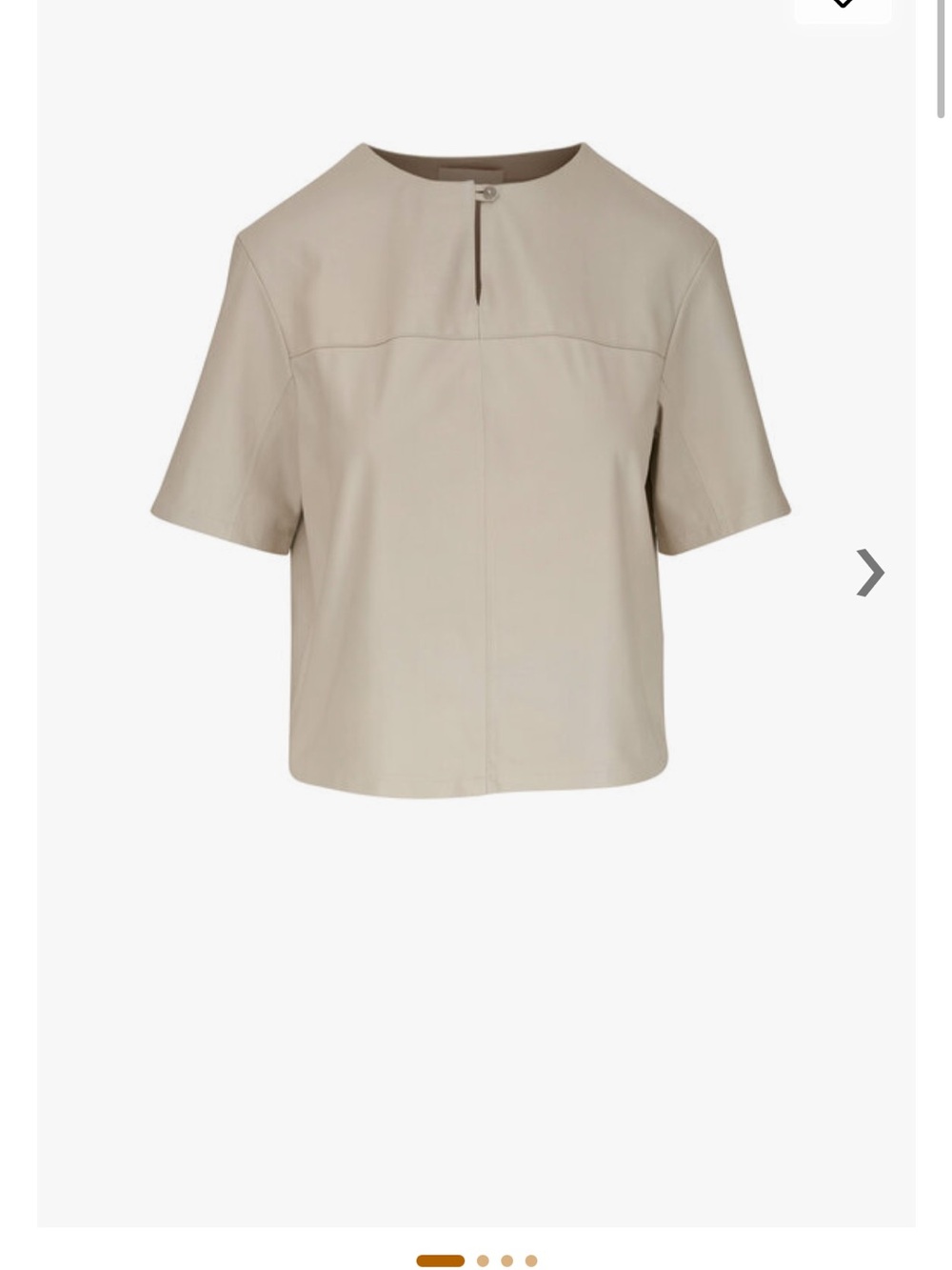 TWP Cream Leather Short Sleeve Top Size S